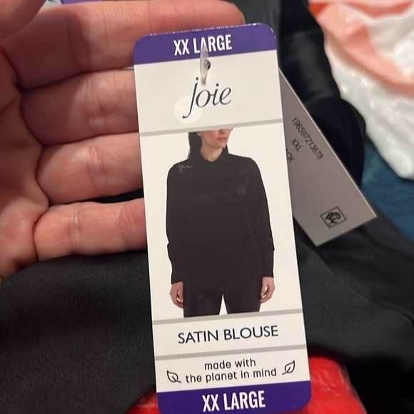 NWT Joie satin blouse XXL black - Picture 7 of 8